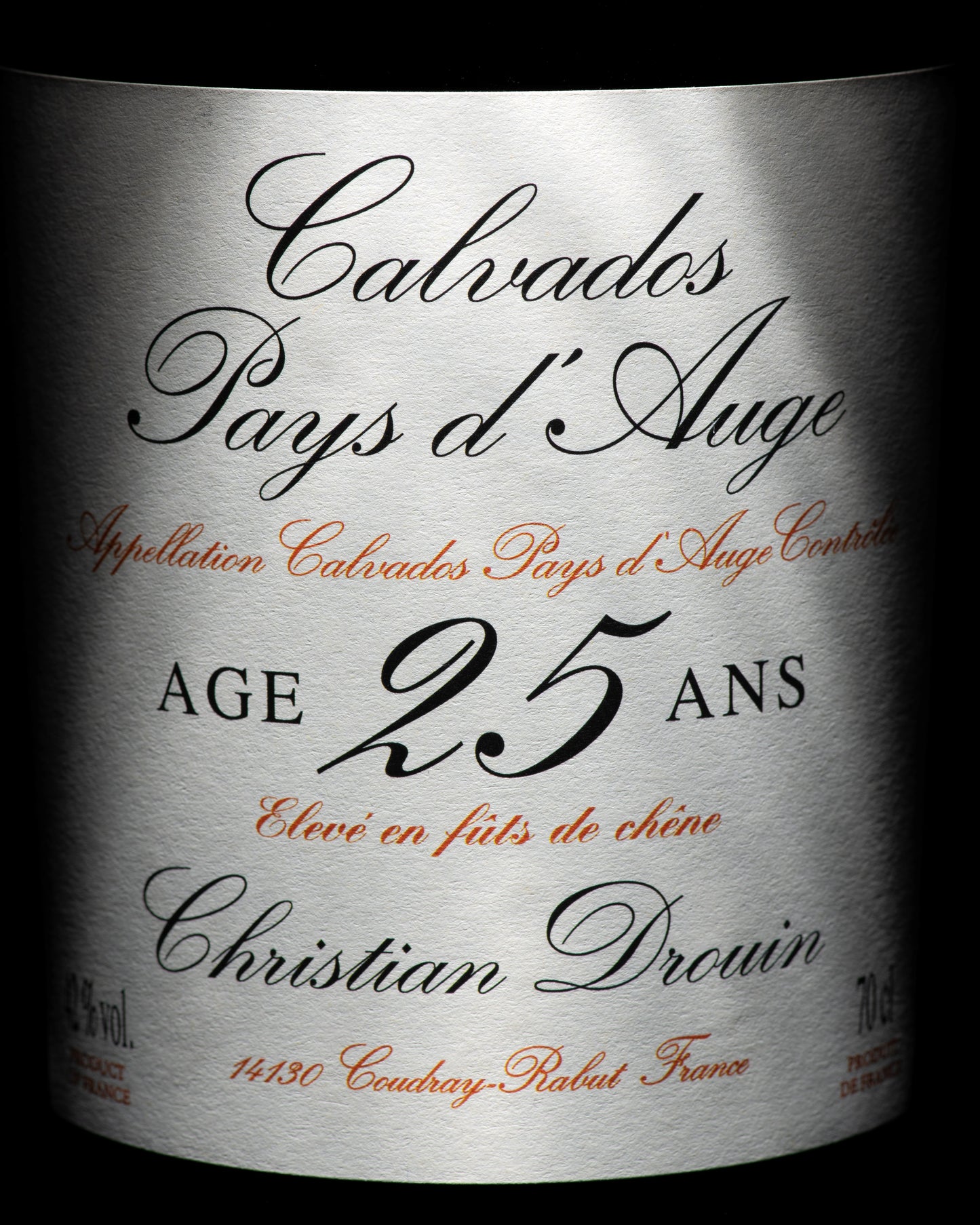 Calvados AOC Pays d'Auge 25 ans Christian Drouin France