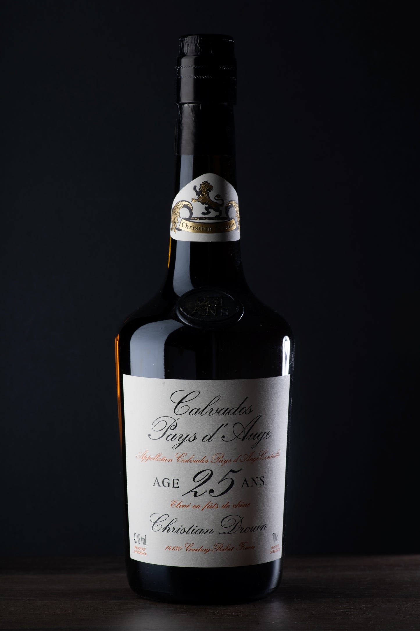 Calvados AOC Pays d'Auge 25 ans Christian Drouin Bouteille