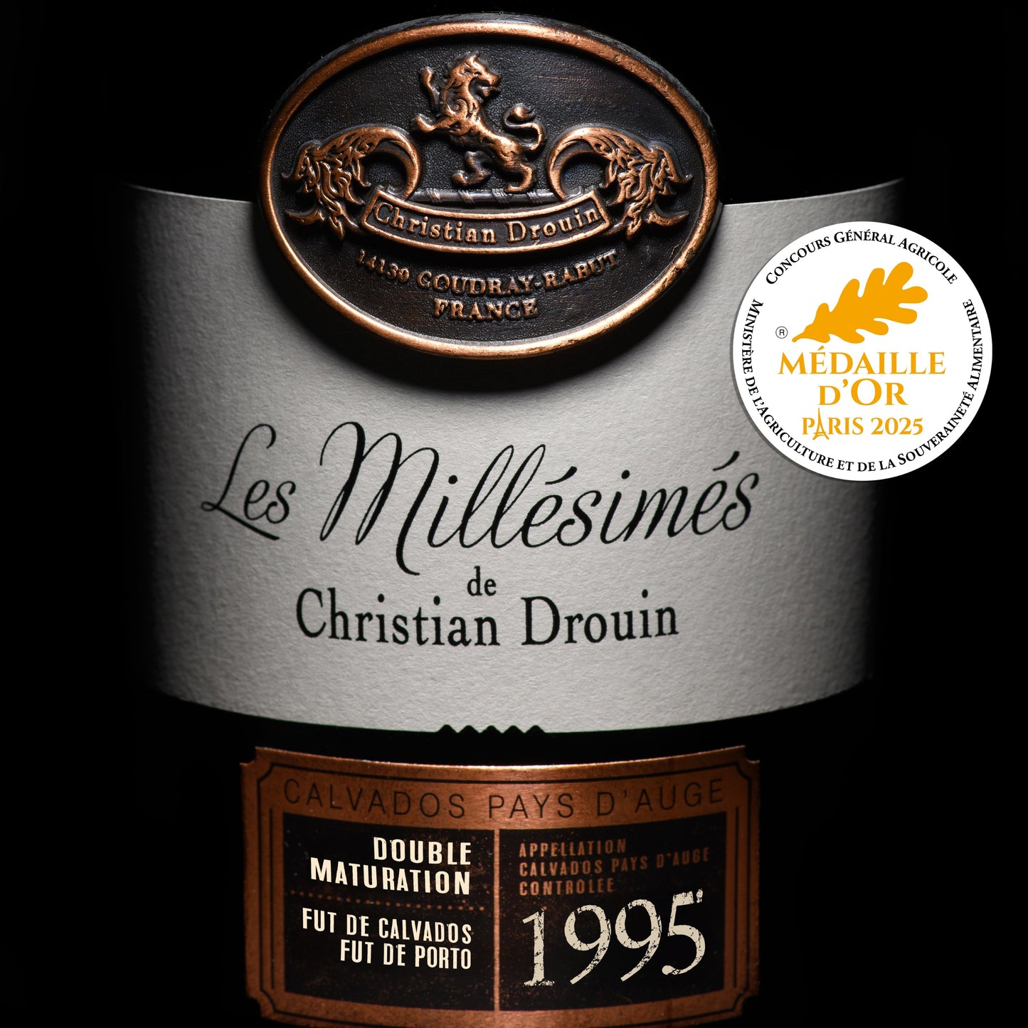 Calvados Pays d'Auge Millésime 1995 Christian Drouin Étiquette