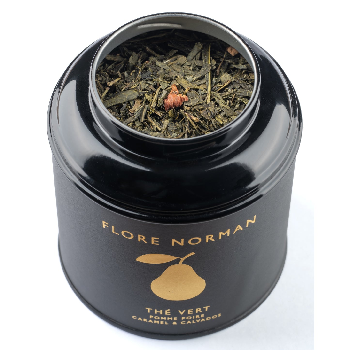 Thé vert aux Pommes, aux Poires, au Caramel et au Calvados Pays d'Auge Christian Drouin Ouvert