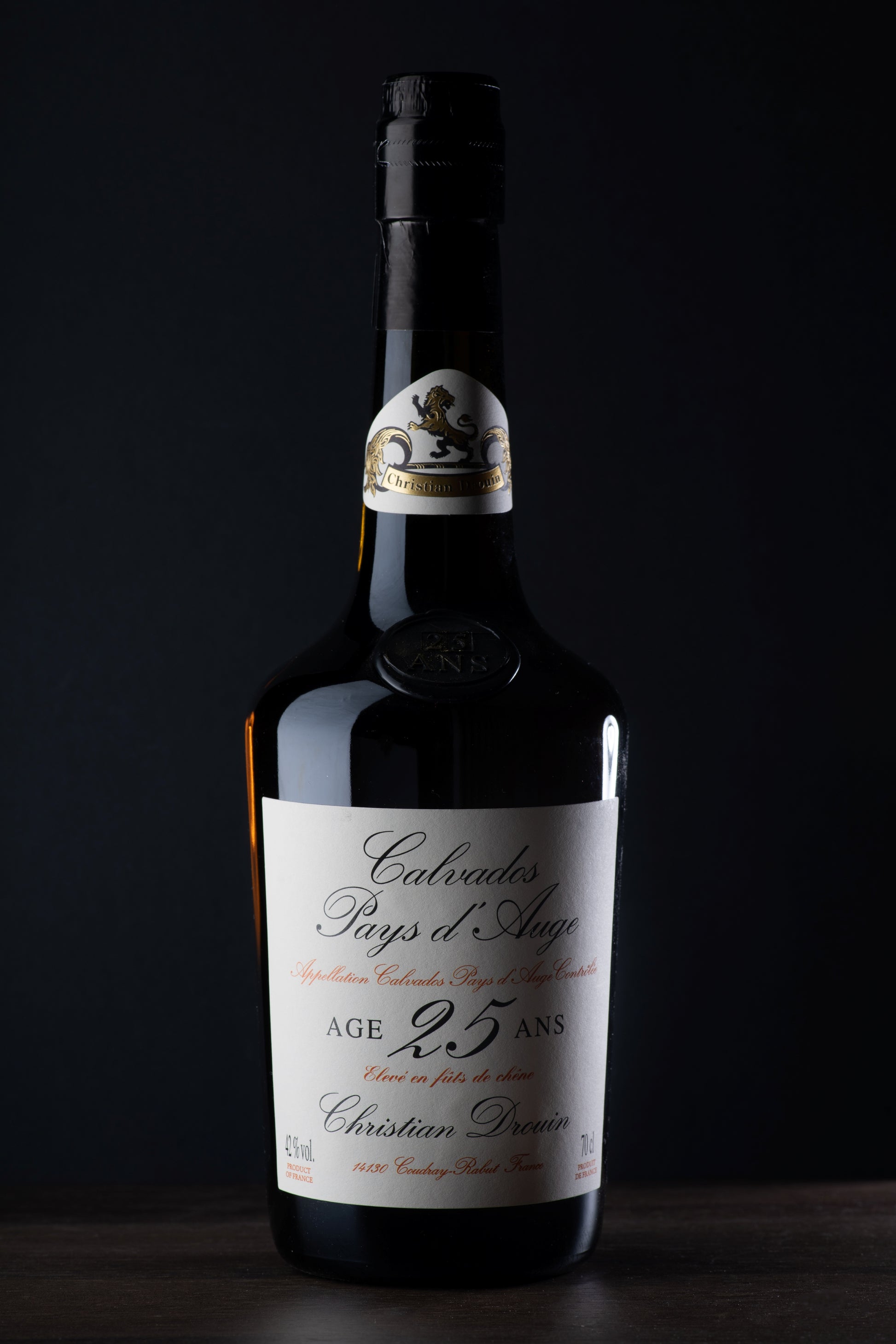 Calvados AOC Pays d'Auge 25 ans Christian Drouin Bouteille