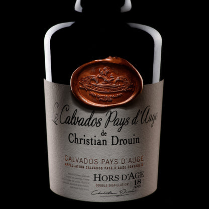 Calvados Hors d'Age Pays d'Auge 18 Ans Christian Drouin Bouteille Étiquette