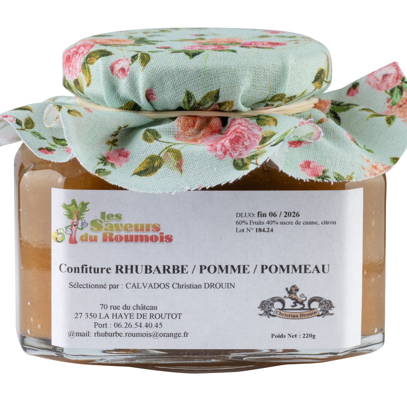 Confiture Rhubarbe/Pomme/Pommeau 220g - Christian Drouin