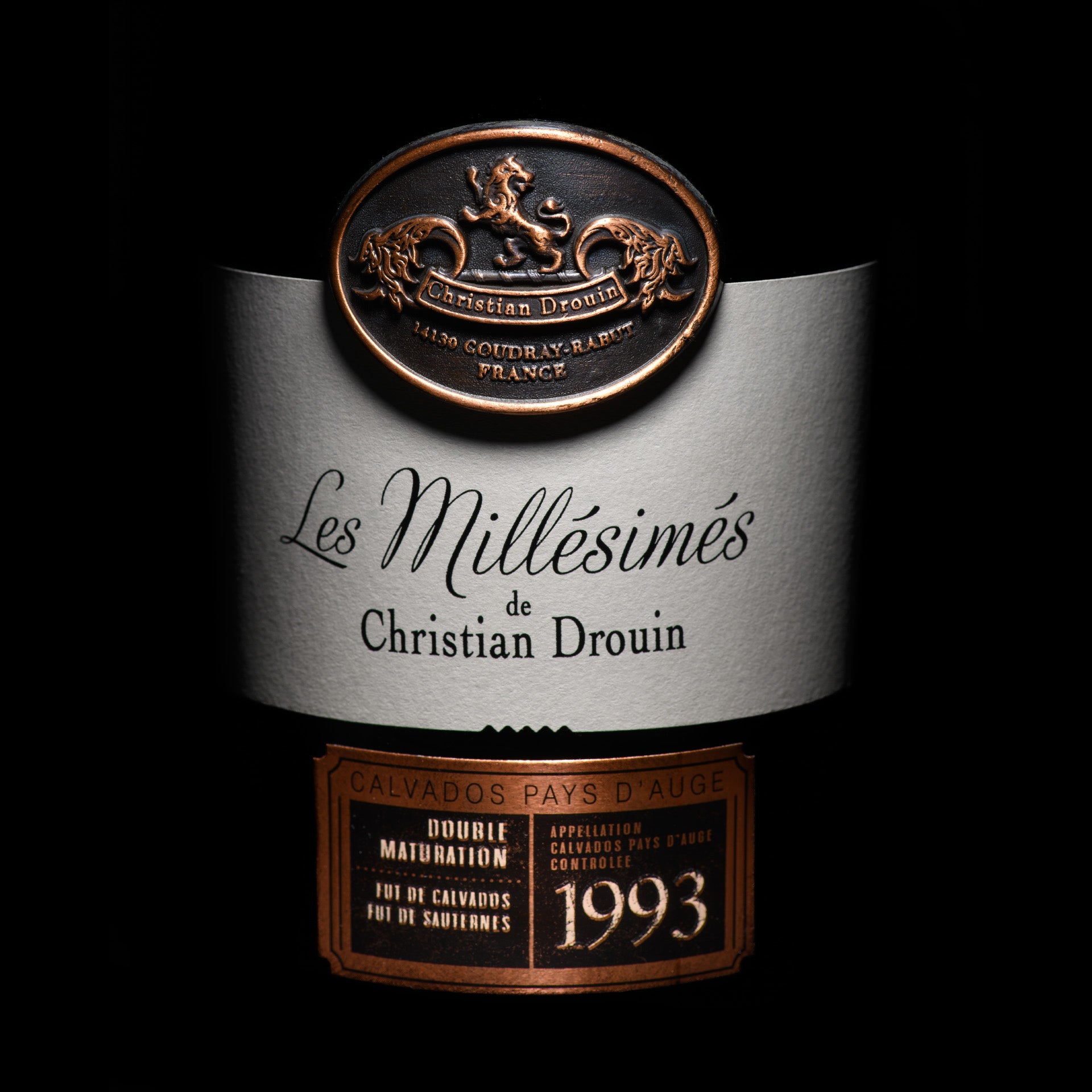 Calvados Pays d'Auge Millésime 1993 Christian Drouin Étiquette